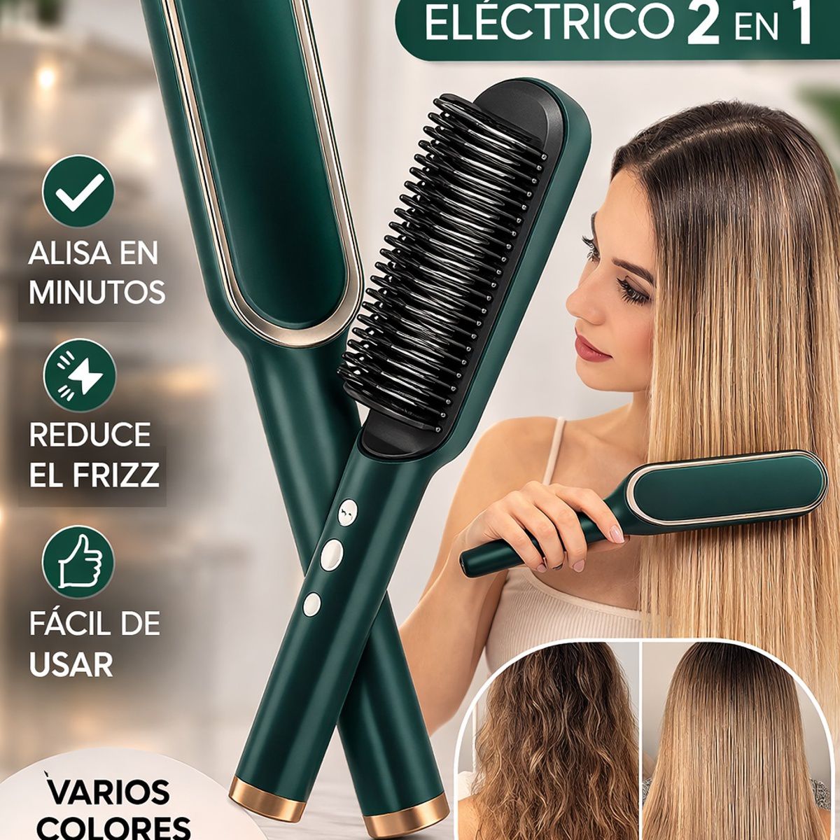 ✨Cepillo alisador anti-frizz - Cabello liso y brillante